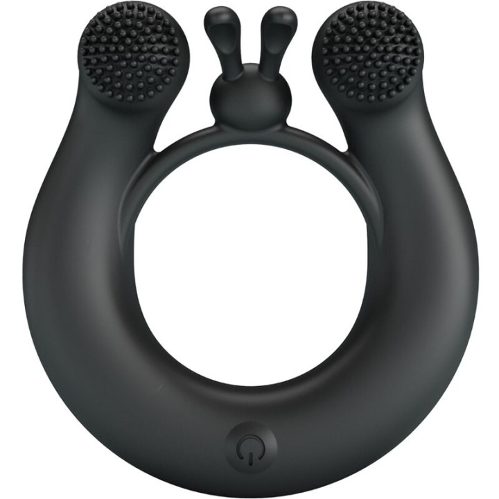 Pretty Love - Dahlia Vibrating Ring + Clitoris Stimulator 12 Vibrations Black
