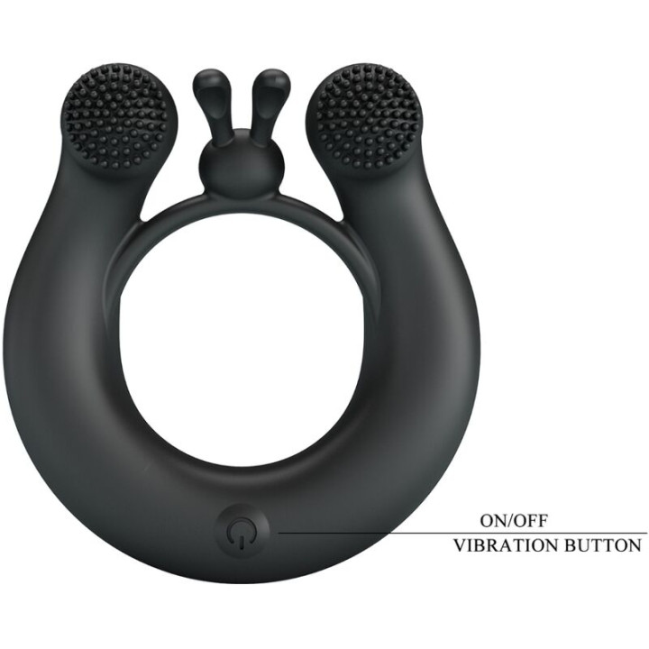 Pretty Love - Dahlia Vibrationsring + Klitorisstimulator 12 Vibrationen Schwarz