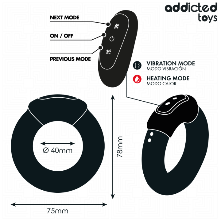 Addicted Toys - Heating Effect Vibrating Cock Ring Remote Control