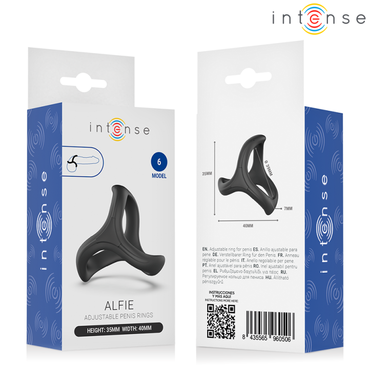Intense - Alfie Regulowany Potrójny Penis Ring Model 6