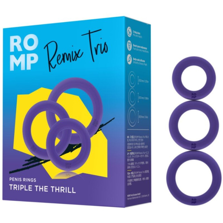Romp - Remix Trio Conjunto de 3 Anéis Penianos de Silicone Roxos