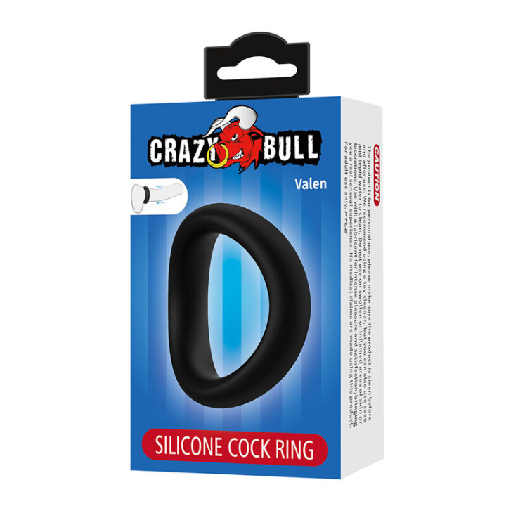 Crazy Bull - Valen Anello Per Pene Ergonomico in Silicone Nero