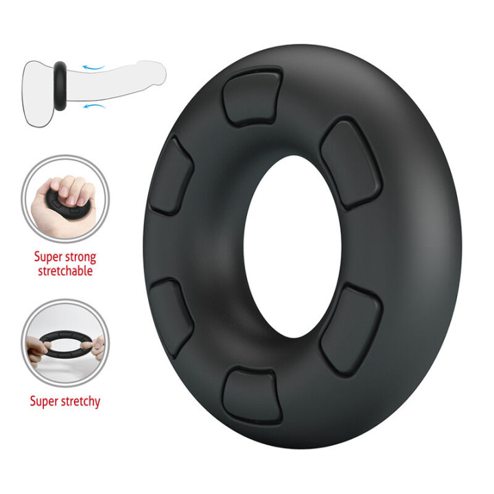 Crazy Bull - Anel Peniano de Silicone Super Macio Bertram Preto