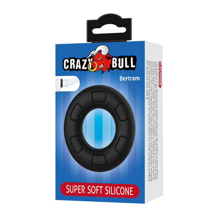 Crazy Bull - Anel Peniano de Silicone Super Macio Bertram Preto