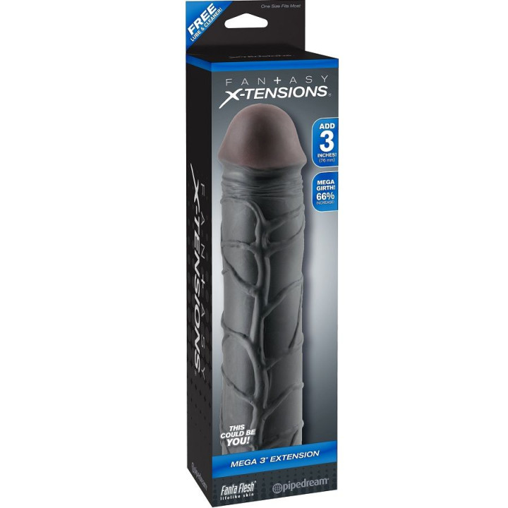 Fantasy x- Tensions - Mega 3 Extensión Negro Para el Pene