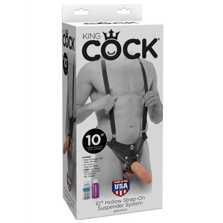 King Cock - 25,5 cm Hollow Strap-on Suspender System Flesh