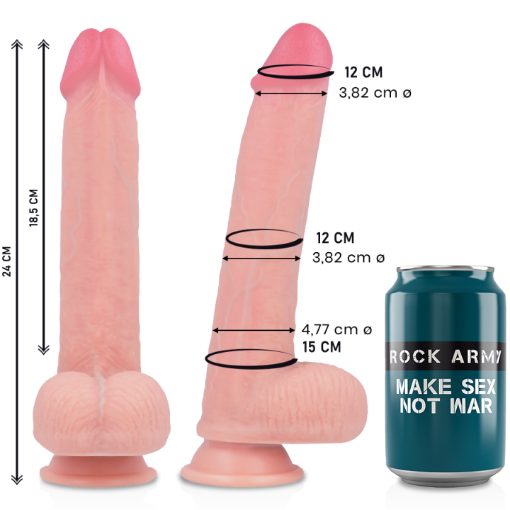 Rockarmy - Kingcobra Dildo Realístico Liquid Silicone 24 cm -o- 4.77 cm