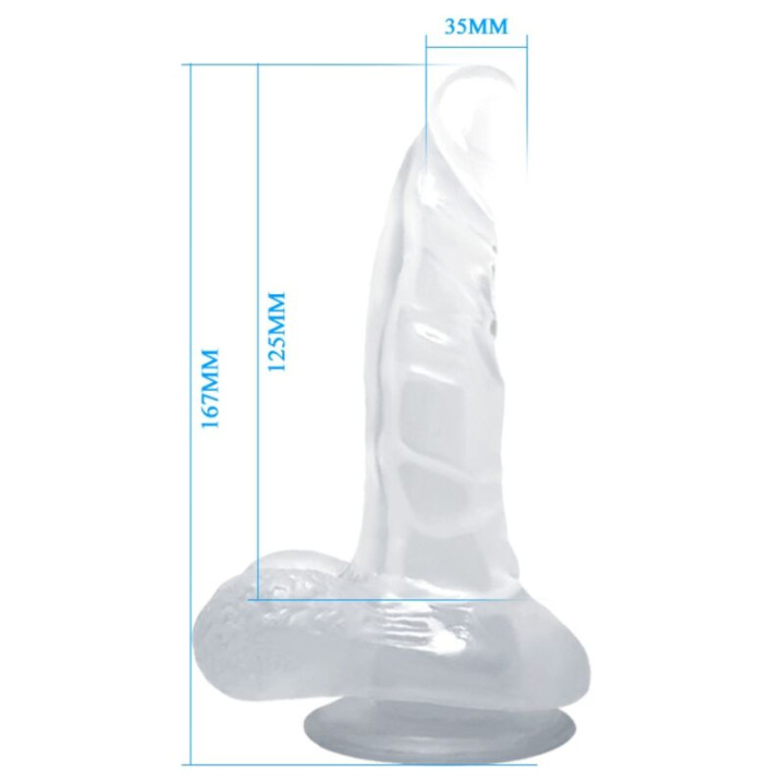 Baile - Dildo Realístico Com Ventosa e Testículos 16.7 cm Transparente