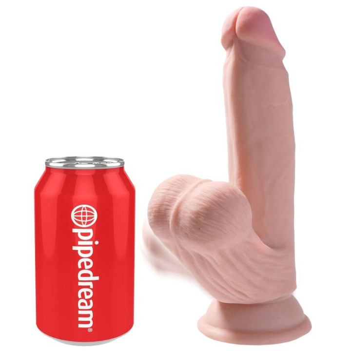 King Cock - Plus 3d Dildo Swinging Balls 15.2 cm Natural