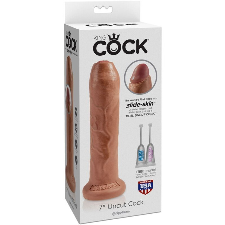 King Cock - Uncut Realistic Penis 17.8 cm Caramel