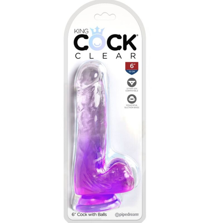 King Cock - Clear Realistic Penis With Balls 13.5 cm Purple
