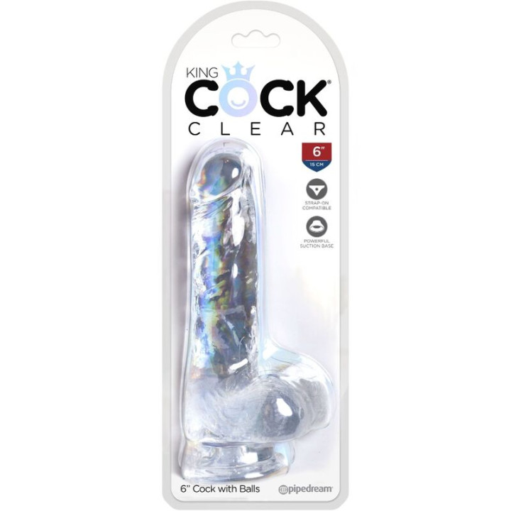 King Cock - Clear Pene Realistico Con Sfere 13.5 cm Trasparente