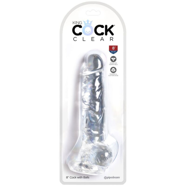 King Cock - Clear Pene Realistico Con Sfere 16.5 cm Trasparente