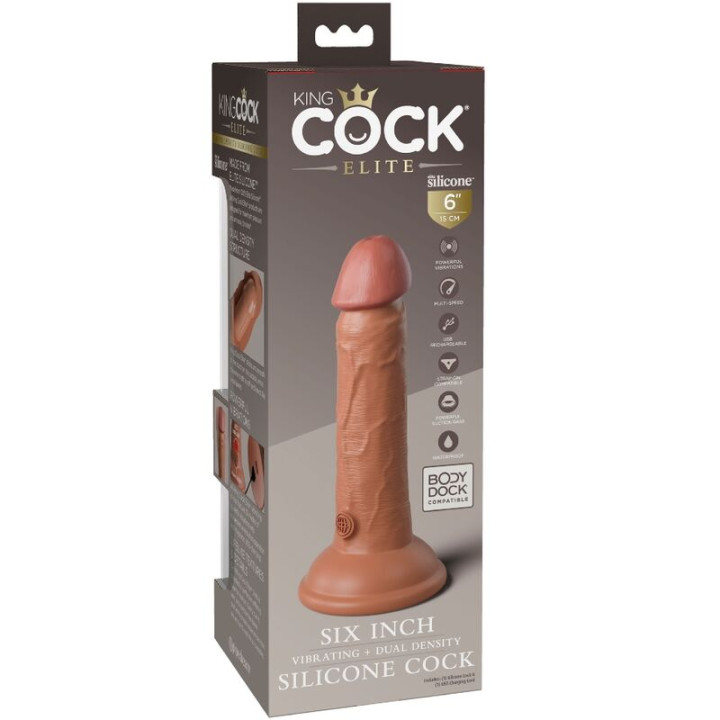 King Cock - Elite Gode Réaliste Vibrant & Silicone 15.2 cm Caramel