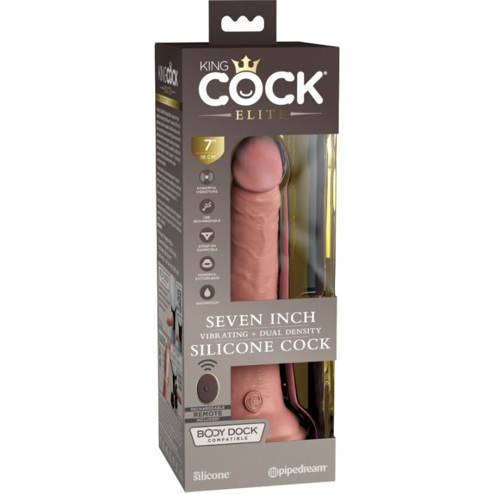 King Cock - Elite Vibratore Dildo Realistico e Telecomando in Silicone 17.8 cm