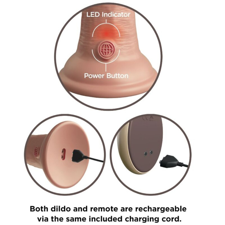 King Cock - Elite Vibrateur Gode Réaliste & Télécommande en Silicone 23 cm