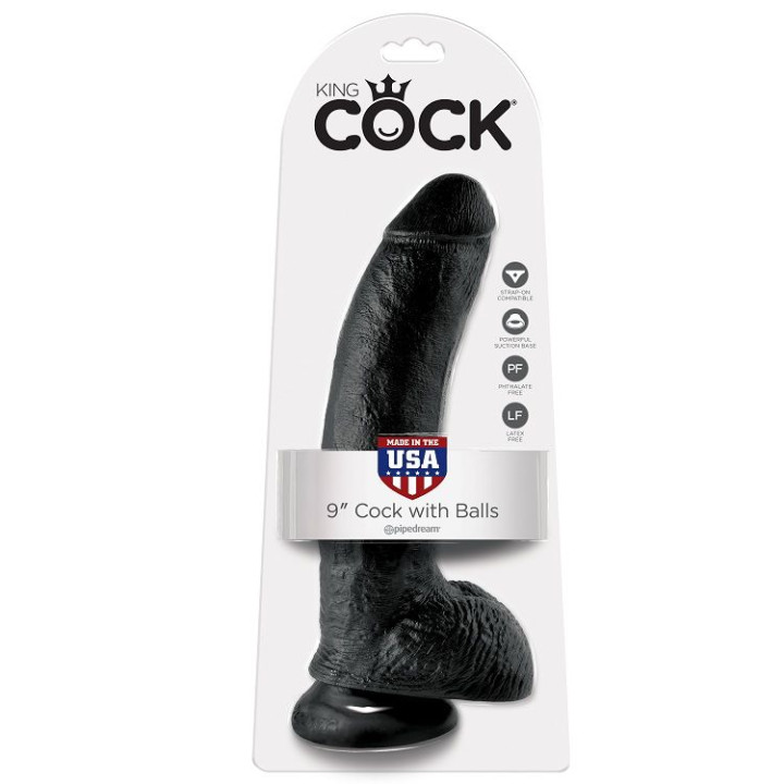 King Cock - Dildo Black With Balls 22.9 cm