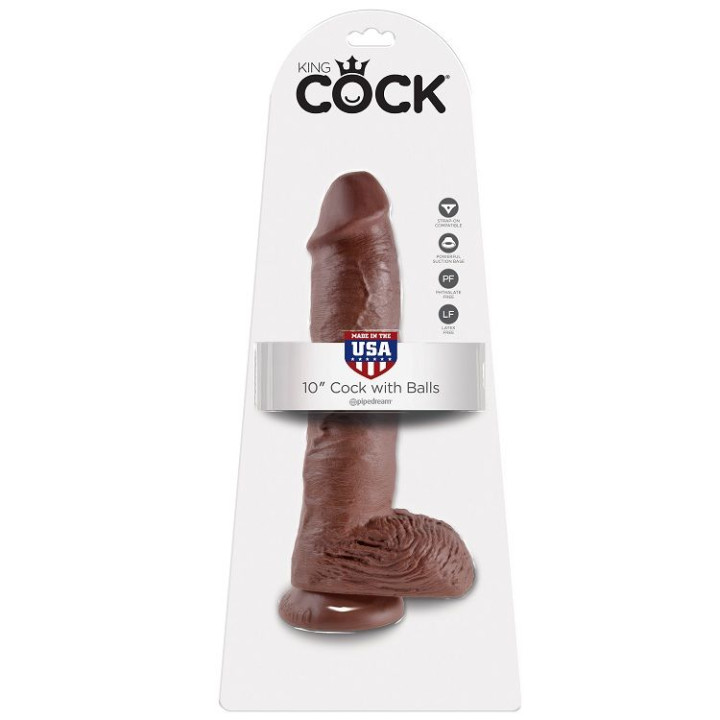King Cock - 10 Dildo Brown With Balls 25.4 cm