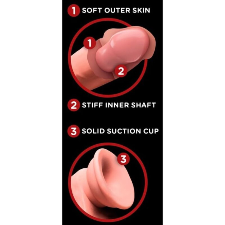 King Cock Plus - Dildo Realistico a Tripla Densità Con Testicoli Oscillanti 23 cm Carne