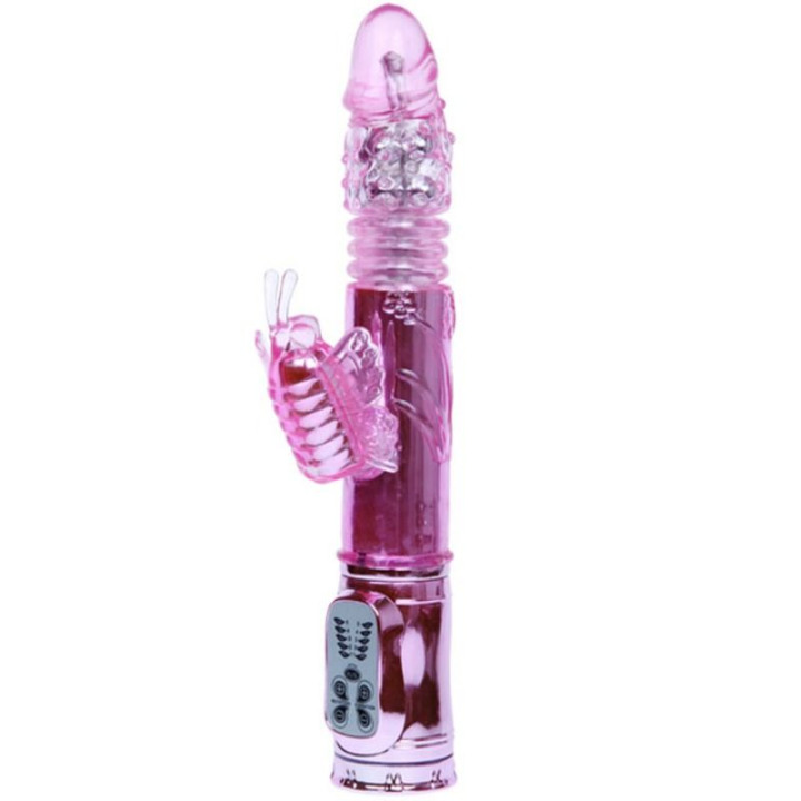 Baile - Vibrador Recargable Con Rotacion y Estimulador Throbbing Butterf