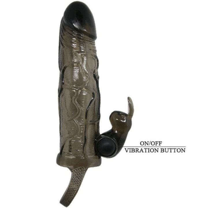 Baile - Brave Man Penis Cover With Rabbit Black 16.5 cm