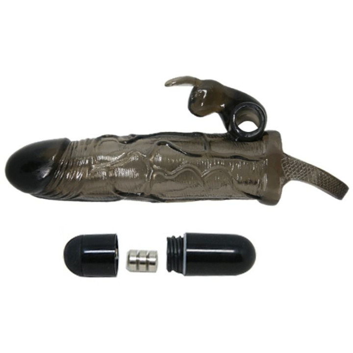 Baile - Brave Man Penis Cover With Rabbit Black 16.5 cm