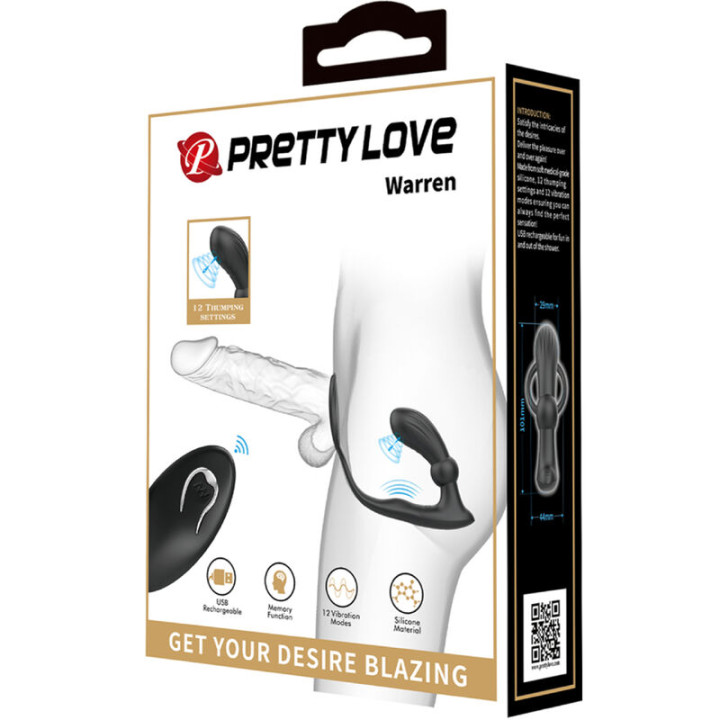Pretty Love - Anel Anal e Vibrador Warren Black