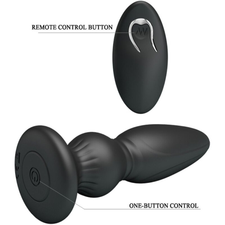Mr Play - Plugue Anal de Controle Remoto Vibrador Poderoso Preto