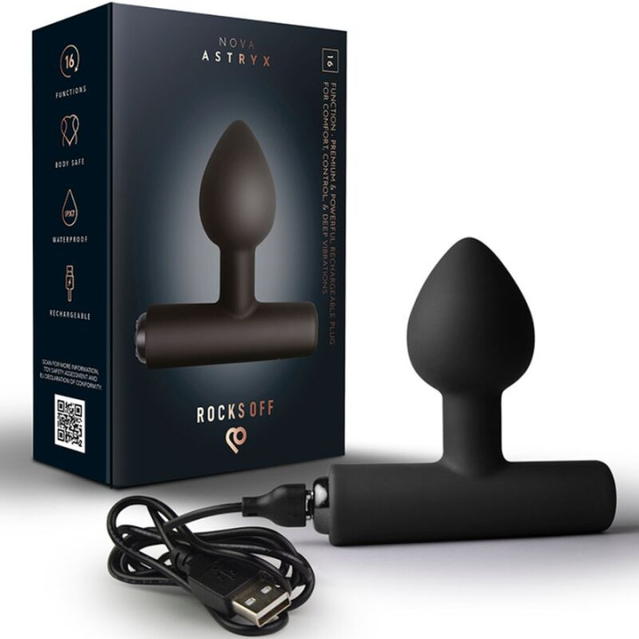 Rocks-Off - Nova Astryx Premium Plug Anal Recargable 16 Funciones Negro