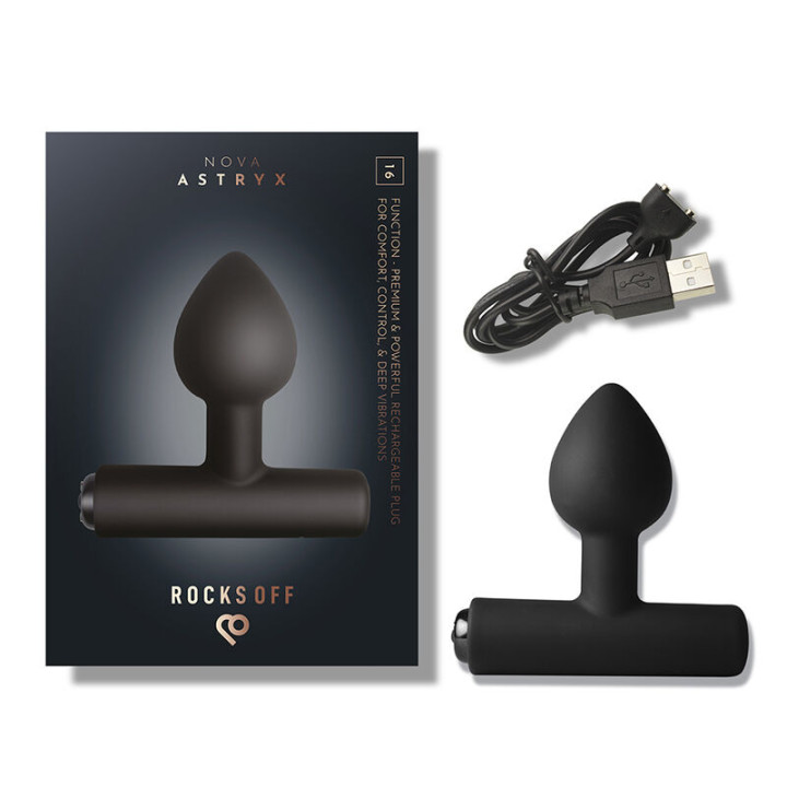 Rocks-Off - Nova Astryx Premium Plug Anal Recargable 16 Funciones Negro
