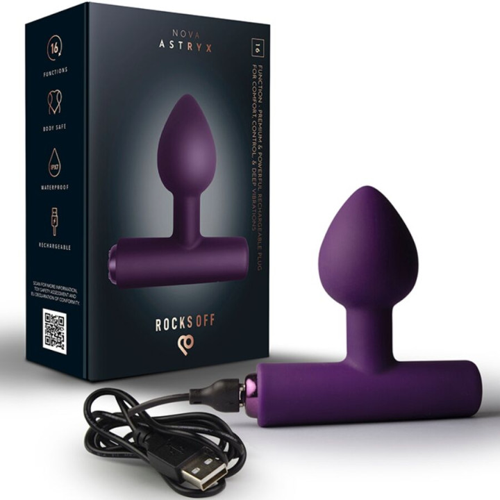 Rocks-Off - Nova Astryx Premium Plug Anal Recargable 16 Funciones Violeta