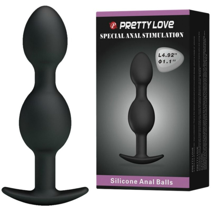 Pretty Love - Bolas Anales Silicona 12.5 cm Negro