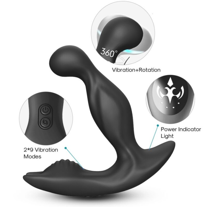 Armony - Bat King Vibrateur Anal Prostate Rotateur Télécommande Noir