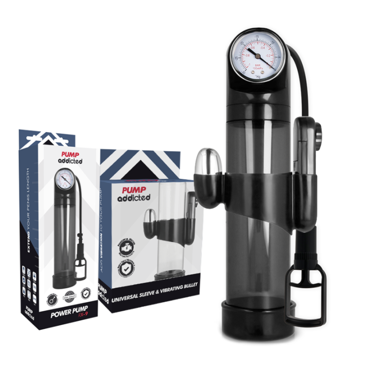 Pump Addicted - Bomba Erección Rx9 Negro Con Vibrador