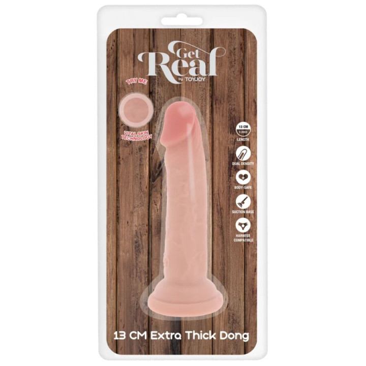 Get Real - Pênis de Tpe Deluxe de Dupla Densidade e Espessura, 13 cm