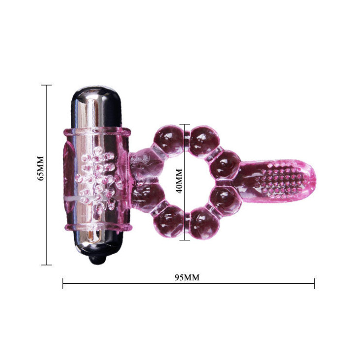 Baile - Anneau Silicone 10 Rythmes de Langue Avec Vibration Rose