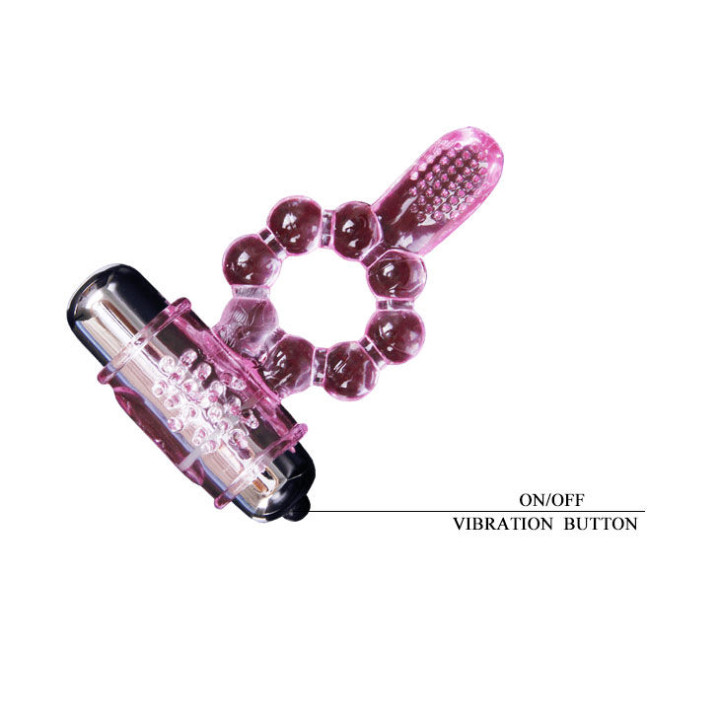 Baile - Anneau Silicone 10 Rythmes de Langue Avec Vibration Rose
