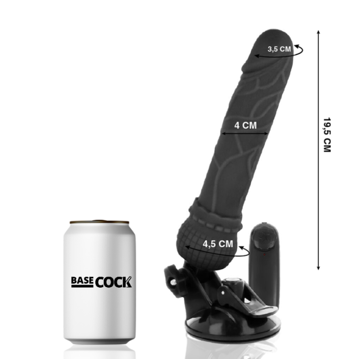 Basecock - Vibrateur Réaliste Télécommande Noir 19.5 cm -o- 4 cm