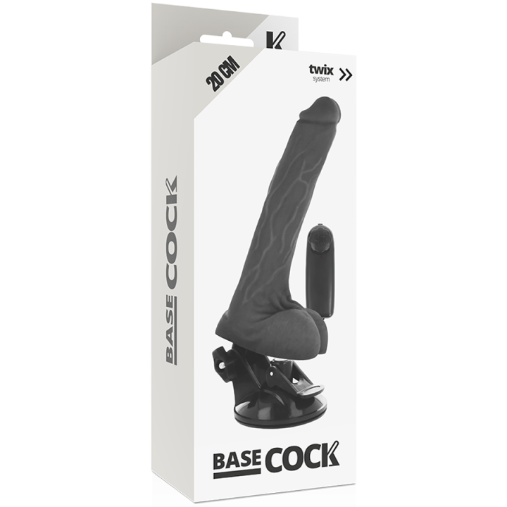 Basecock - Realistic Black Remote Control Vibrator With Testicles 20 cm -o- 4 cm