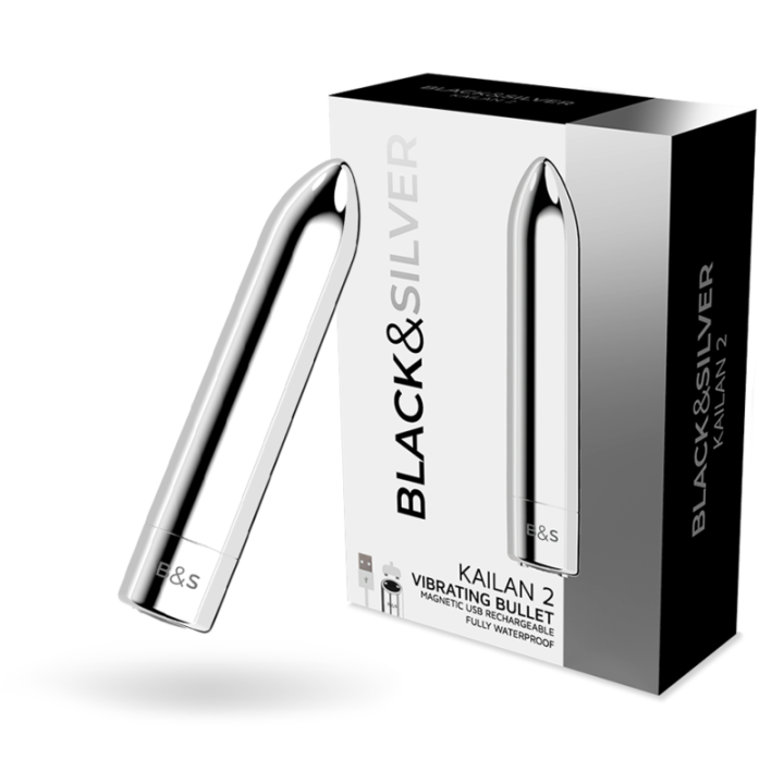 Black&Silver - Kailan 2 Silver Vibrating Magnetic Bullet