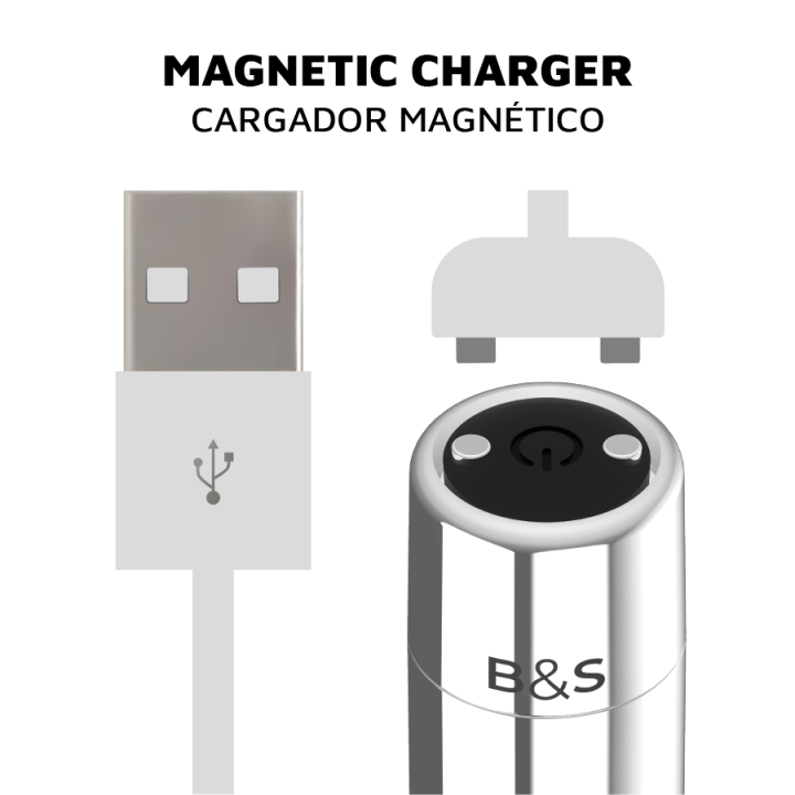 Black&Silver - Kailan 2 Silver Vibrating Magnetic Bullet