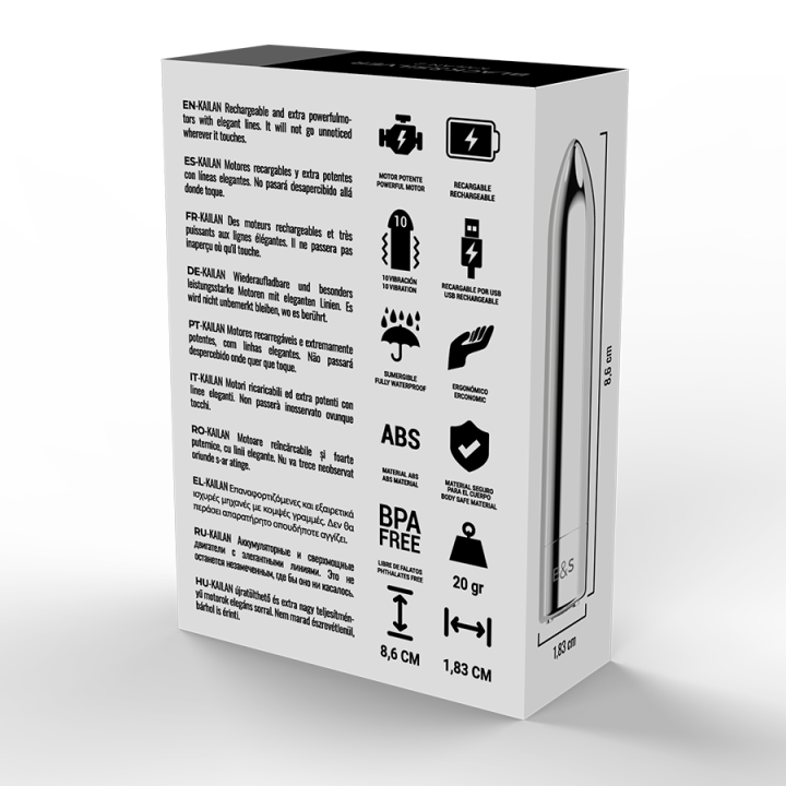 Black&Silver - Kailan 2 Silver Vibrating Magnetic Bullet