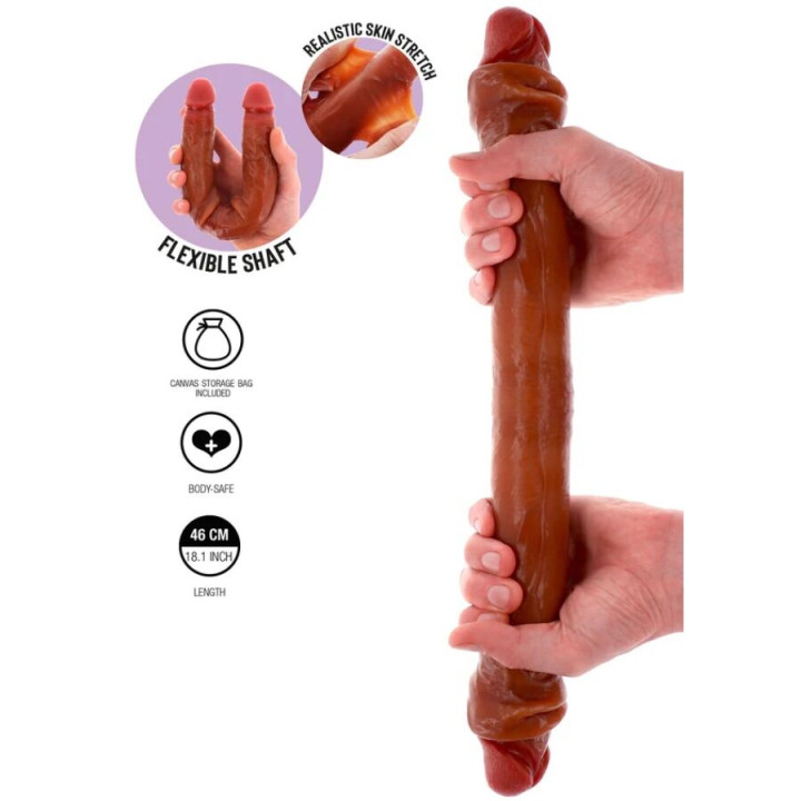 Get Real - Doppelendes Silikon-Dildo Karamell 46 cm