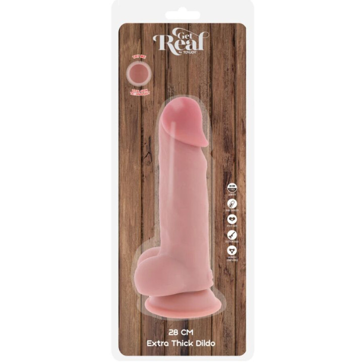 Get Real - Pene Realístico Deluxe Con Testículos Extra Grueso 28 cm