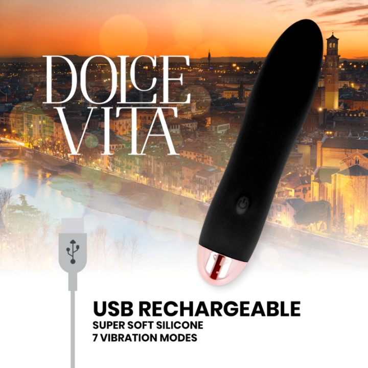 Dolce Vita - Vibrador Recarregável Quatro Preto 7 Velocidades