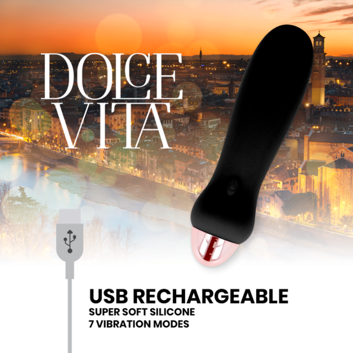 Dolce Vita - Vibrador Recarregável Cinco Preto 7 Velocidades