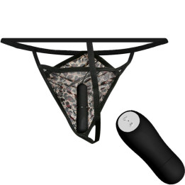 Baile - Calcinha Fio Dental Com Vibrador Bala e Controle Remoto Preta