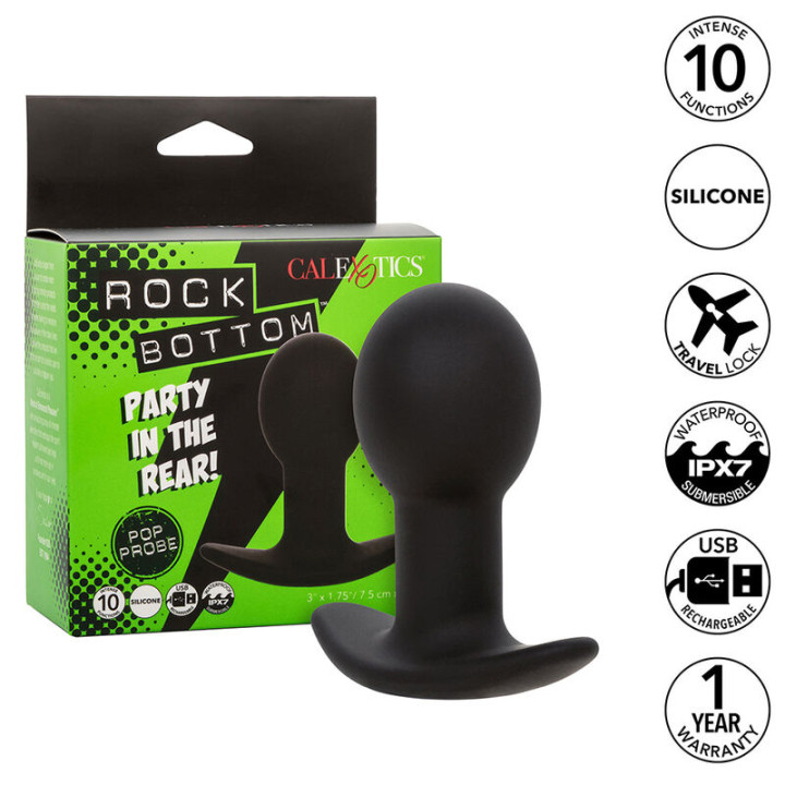 Calexotics - Rock Bottom Anal Plug 10 Vibrationen Silikon Schwarz