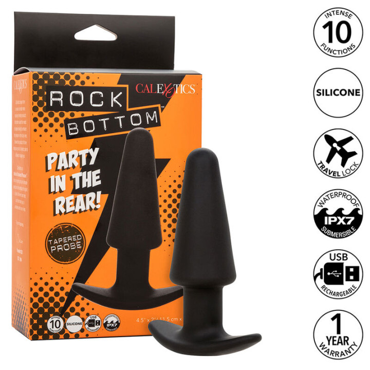 Calexotics - Rock Bottom Tapered Anal Plug 10 Vibrations Silicone Noir