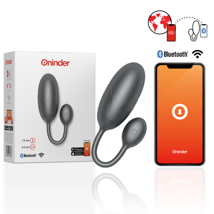 Oninder - Ovo Vibrante Tokyo Preto 7,5 x 3,2 cm Aplicativo Gratuito